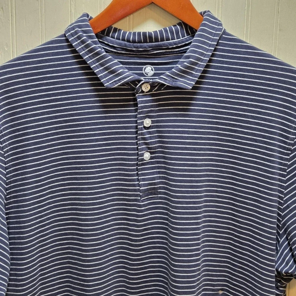 Southern Proper Polo Shirt Mens XL‎ Blue Stripe Cotton Spandex Stretch Knit Top